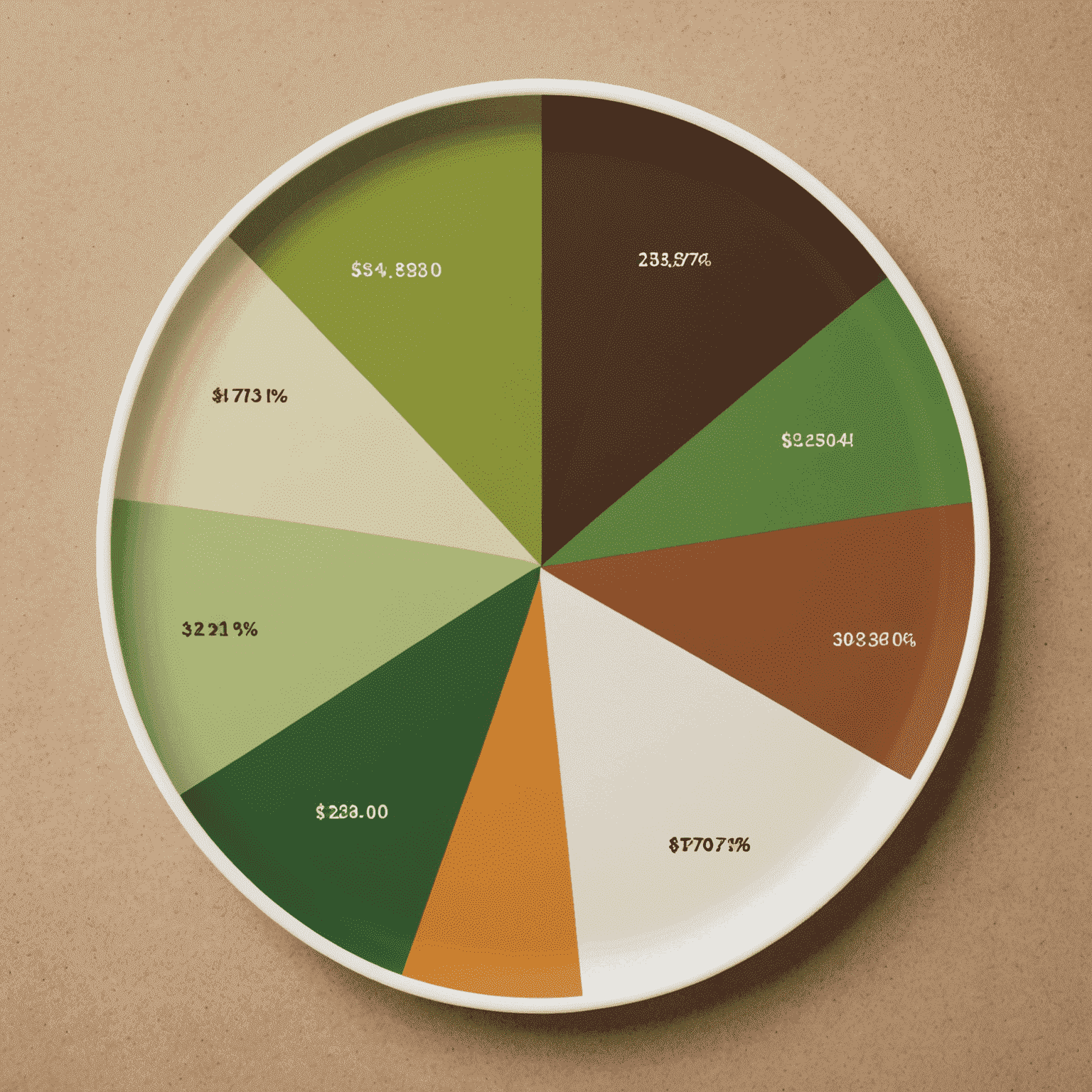 A simple pie chart showing budget allocation with green and brown sections