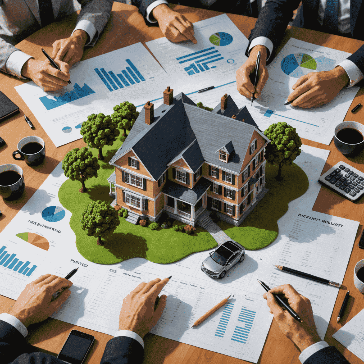 A diverse portfolio of investments including stocks, bonds, and real estate, symbolizing wealth building and future financial security